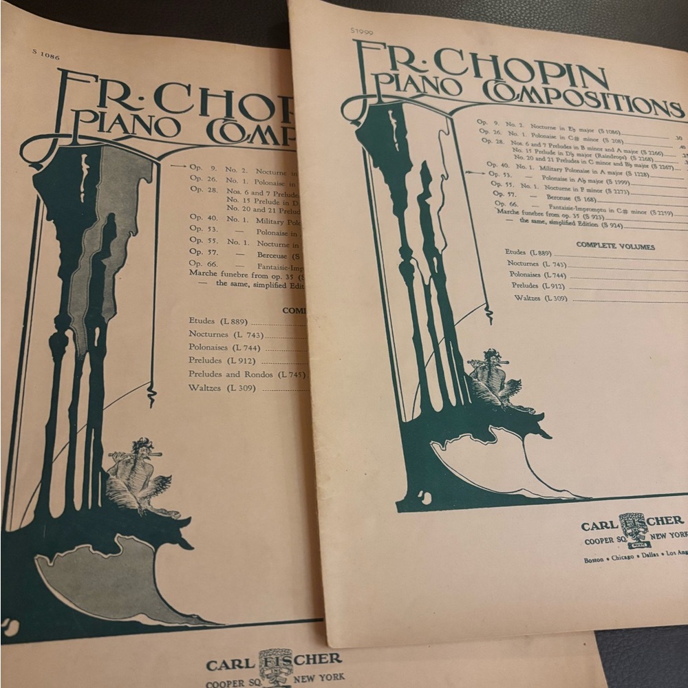 Fr. Chopin Piano Compositions 2 booklets Sheet Music
